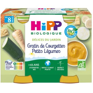 Palette de HIPP – Délices du Jardin Jardinière de Légumes Bio Pot Bébé dès 6 Mois, 2x190g