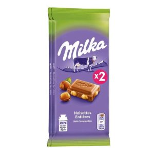 Palette de Tablettes de chocolat au lait & noisettes entières 2x100g – MILKA